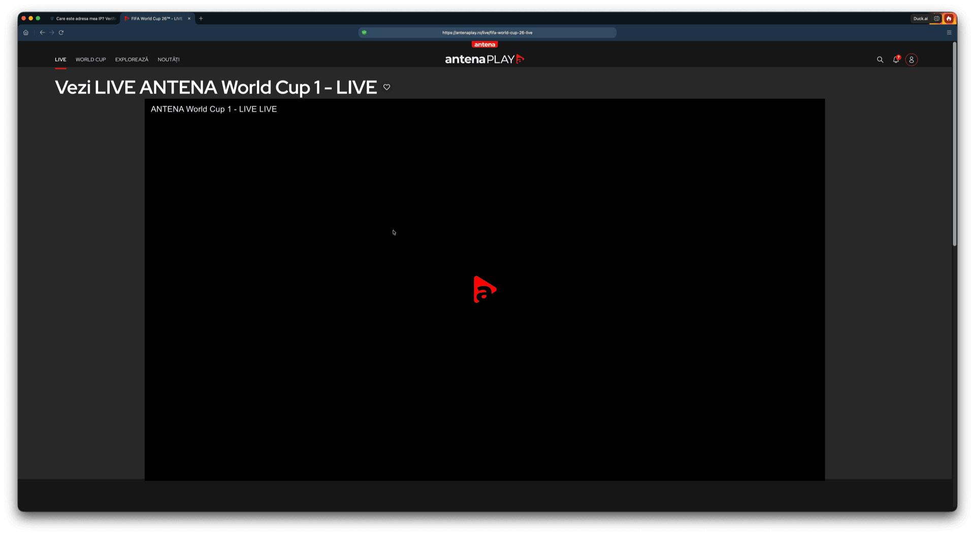 Player AntenaPLAY pornit cu IP din România, meci de la Campionatul Mondial care rulează