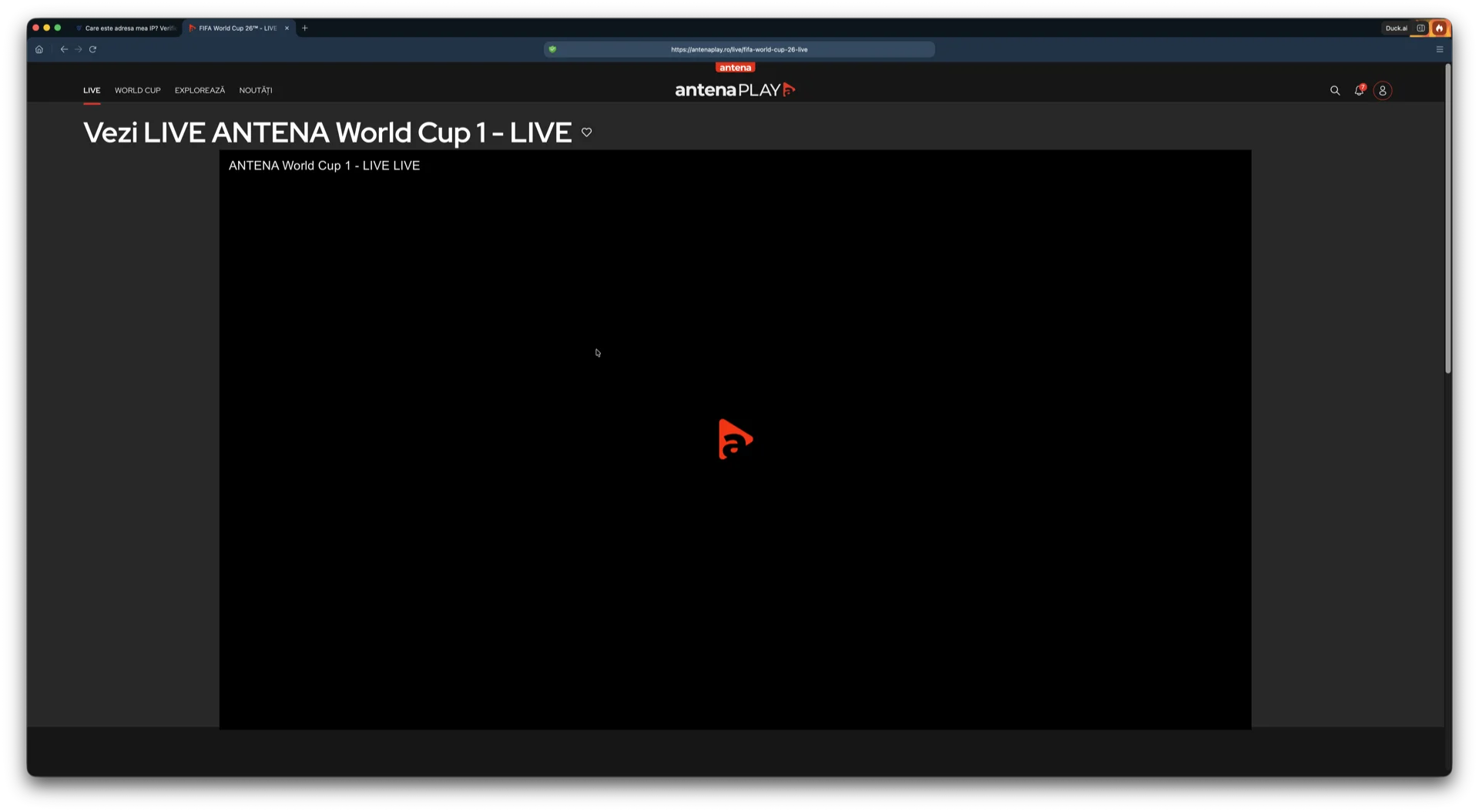 Player AntenaPLAY pornit cu IP din România, meci de la Campionatul Mondial care rulează